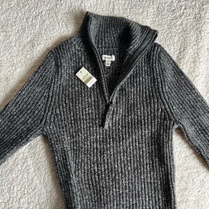 NWT Aerie Gray Ribbed Half-Zip Sweater